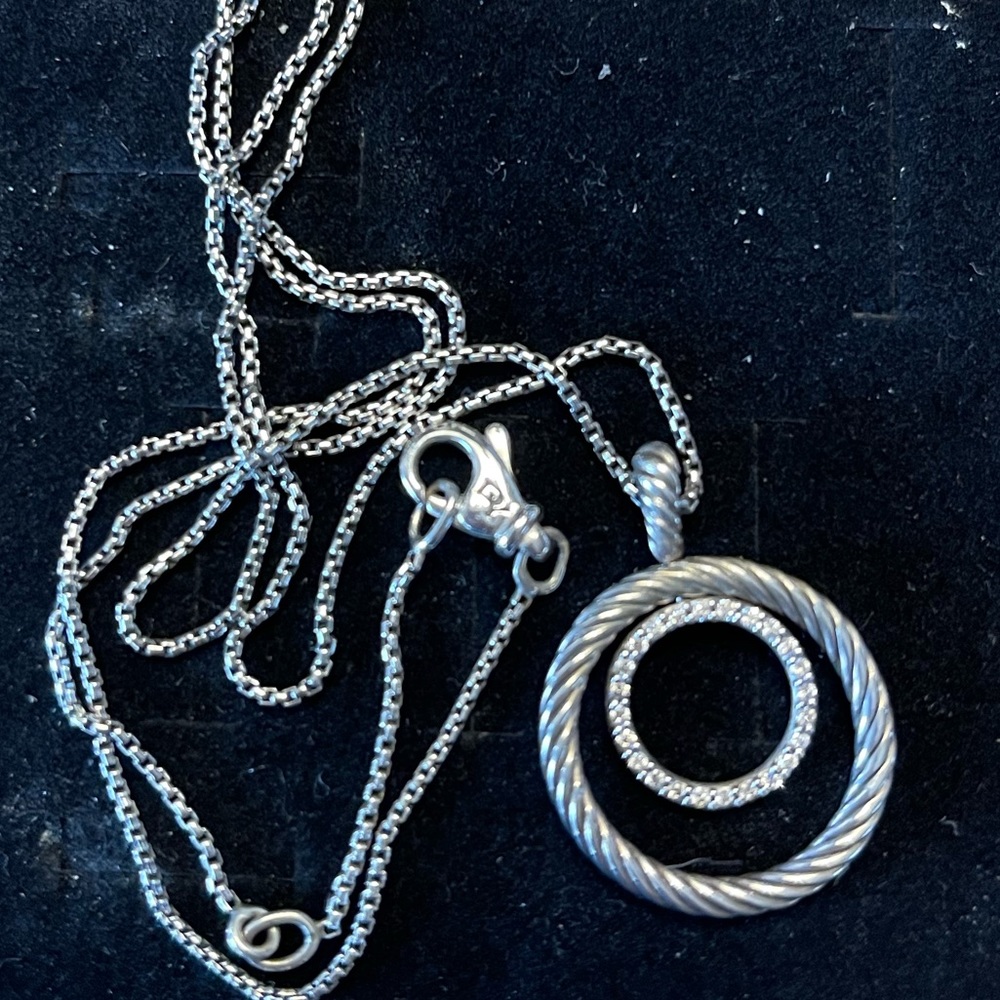 David Yurman sterling silver and diamond necklace.